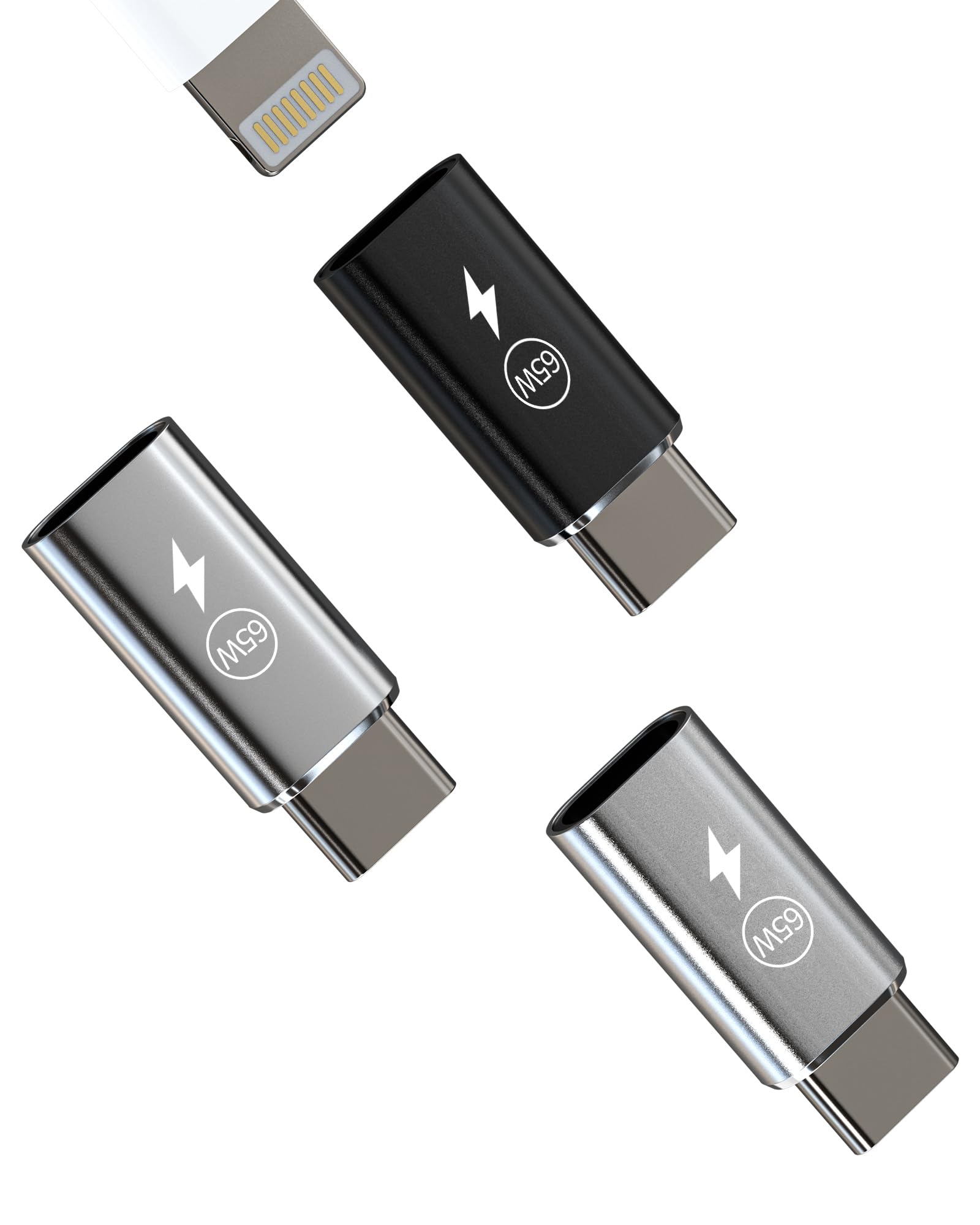 65w Adattatore USB C Maschio a Lightning Femmina Ricarica(3 Pack)per iPhone 16 15 Pro Max per Apple Cavo Caricabatterie Accessori Type C Adapter Compatibile per Samsung S25 per iPad Android Accessori