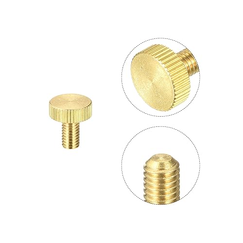 Miniatura 17 de uxcell Tornillos moleteados para pulgar, pernos planos de latón M6x10mm, perillas de agarre para PC, electrónico, mecánico, 5