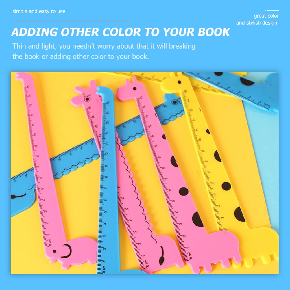 30Pcs Cartoon Giraffe Plastic Rulers, Straight Ruler Bookmark for Kids Assorted Colors, 18.7 X 4.5Cm - Image 3