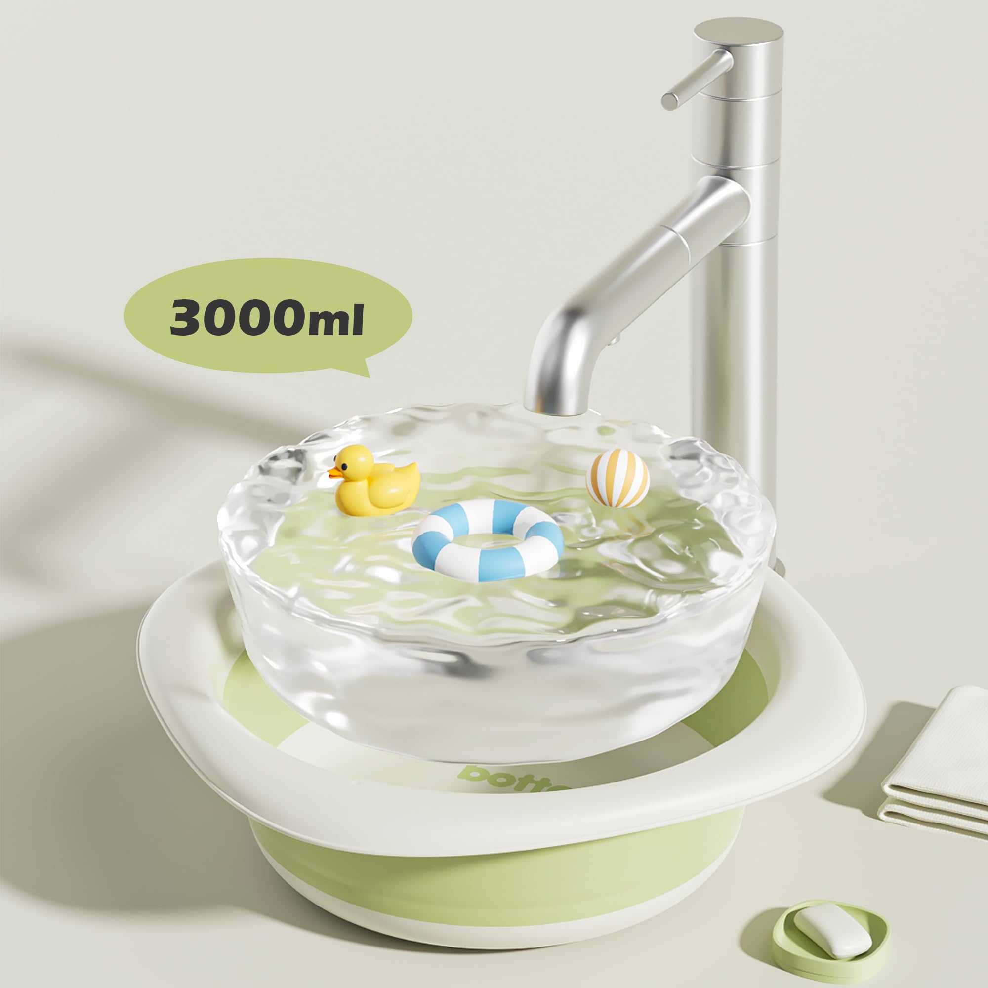3er-Pack Faltbares Waschbecken-Set, Baby Kinder Faltbares kleines Waschbecken, tragbare Kunststoffbecken für Flaschen, Reisen, Camping, Wäsche