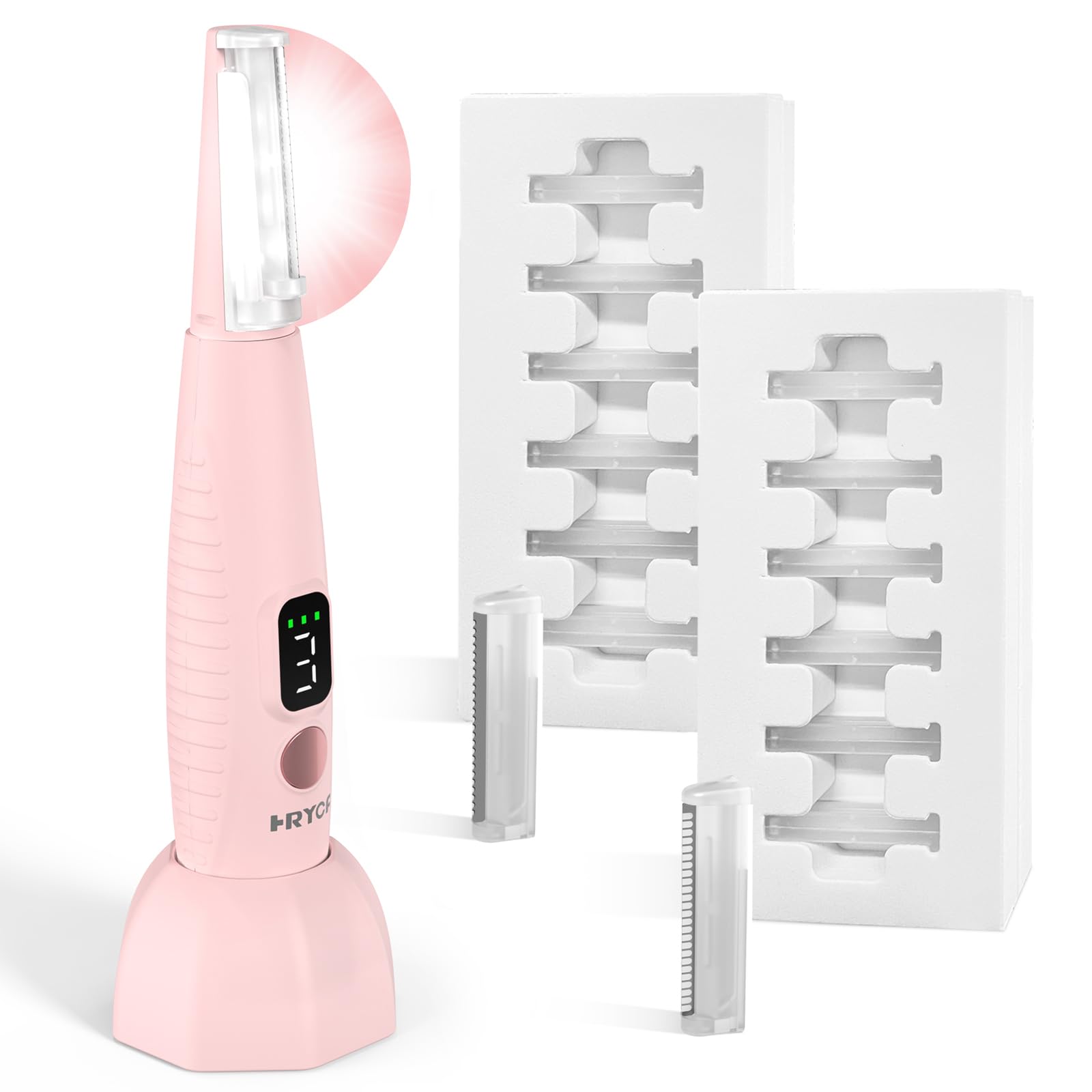 Sonic Dermaplane Razor for Women Face Peach Fuzz Facial Exfoliation Removal Eyebrow Trimmer with LED Light 12 Coarse
