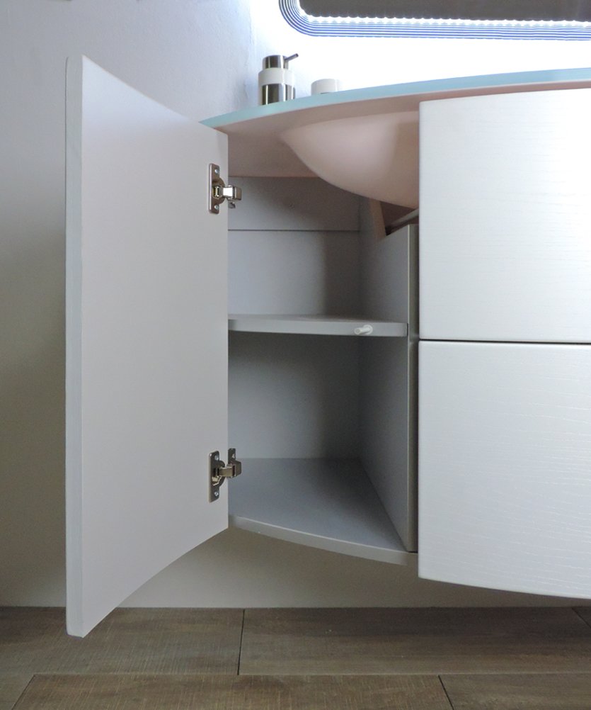 Arredobagnoecucine Mobile bagno sospeso Eden bianco frassino, cm 120, solo base e lavabo