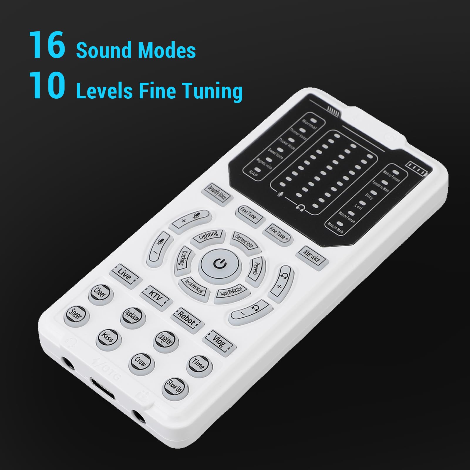 Garsent Voice Changer, Spiele Voice Changer, Audio -Mixer mit 16 Soundmodi, Sprachkupplung, 10 Levels Feinabstimmungs -Sound -Effekt -Konverter für Gaming Call Live -Streaming