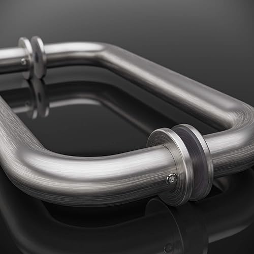 Miniatura 2 de SUNNY SHOWER Tirador tubular de puerta de ducha de vidrio espalda con espalda de 8 pulgadas para puerta corrediza de vidrio sin marco, acero