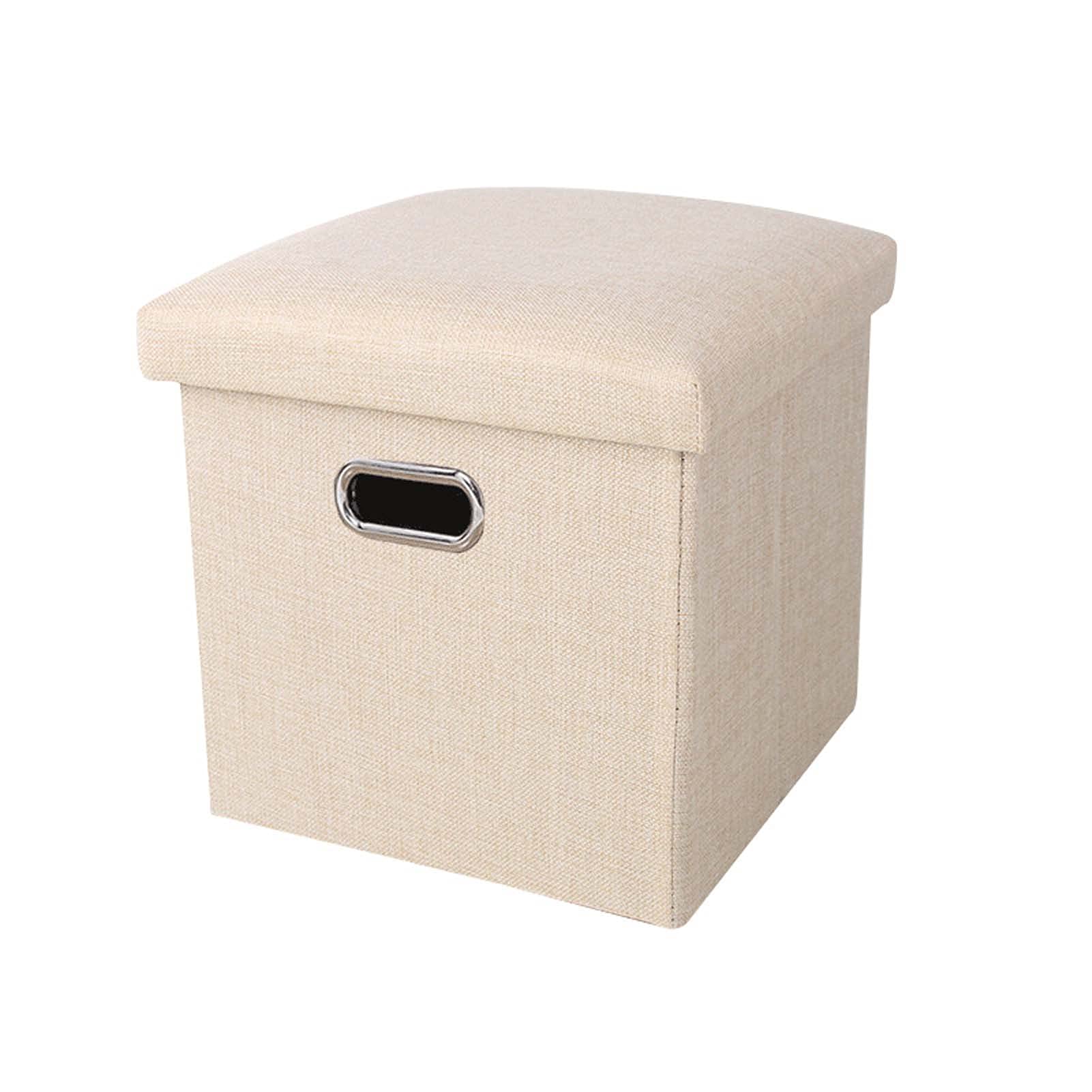 Pouf de rangement pliable et robuste de 48 cm avec coffre de stockage intérieur grand volume