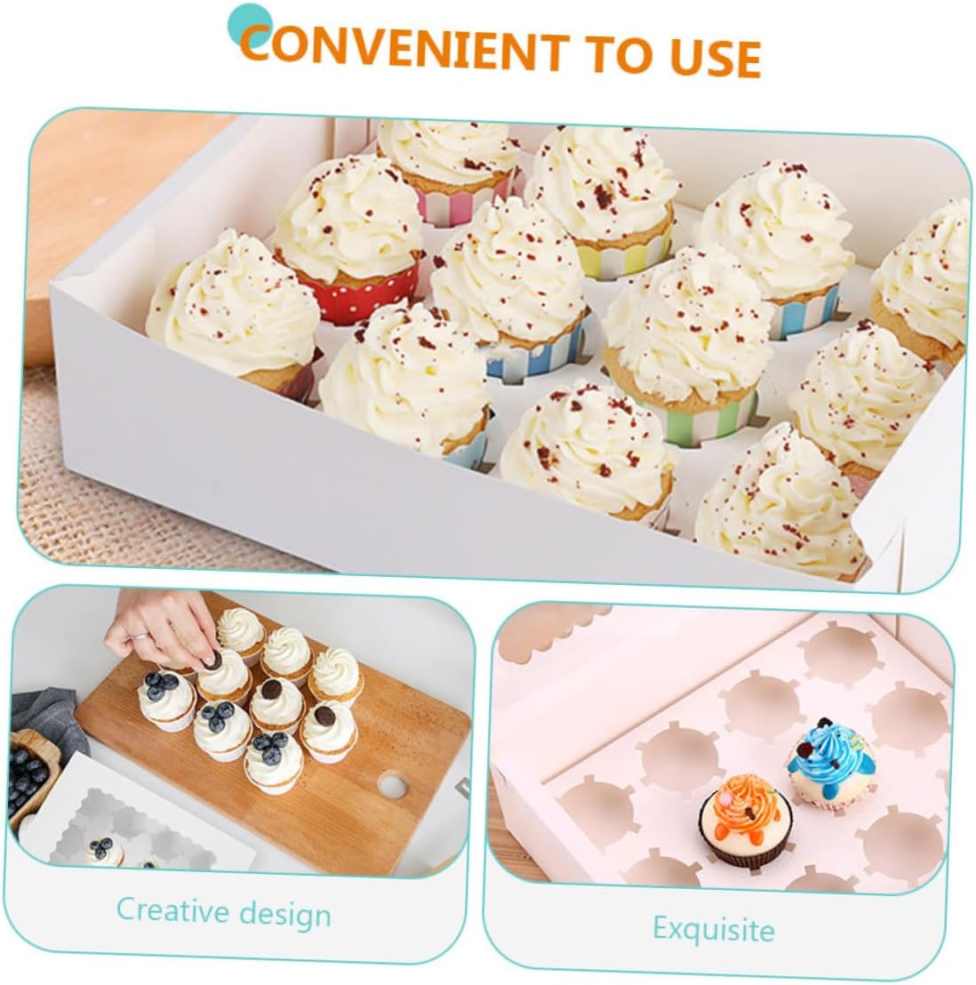 Luxshiny 10 Pcs Paper Bakery Cupcake Boxes with Window, White Cardboard Muffin Cake Packaging Containers for Bakery, Egg Tart and Mousse Storage, Suitable for Party and Food Transport