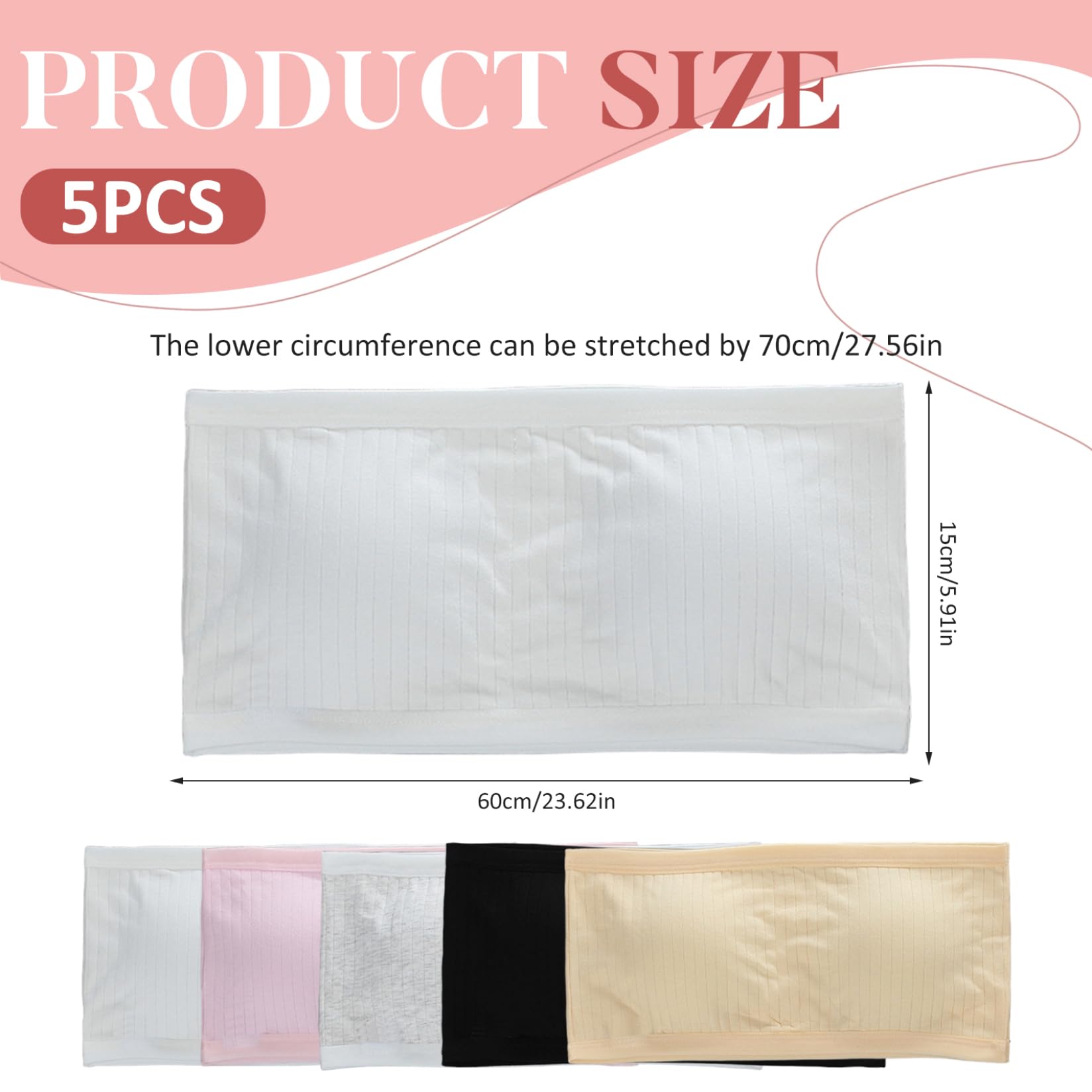 Sujetadores sin Tirantes para niñas 10-12 años 5 pcs Algodón Suave Cómodo Top Corto Elástico
