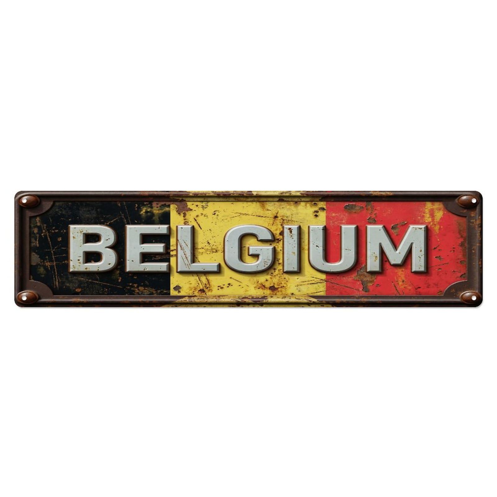 Xanthor Style Metal Tin Sign Vintage Belgium Flag Pattern