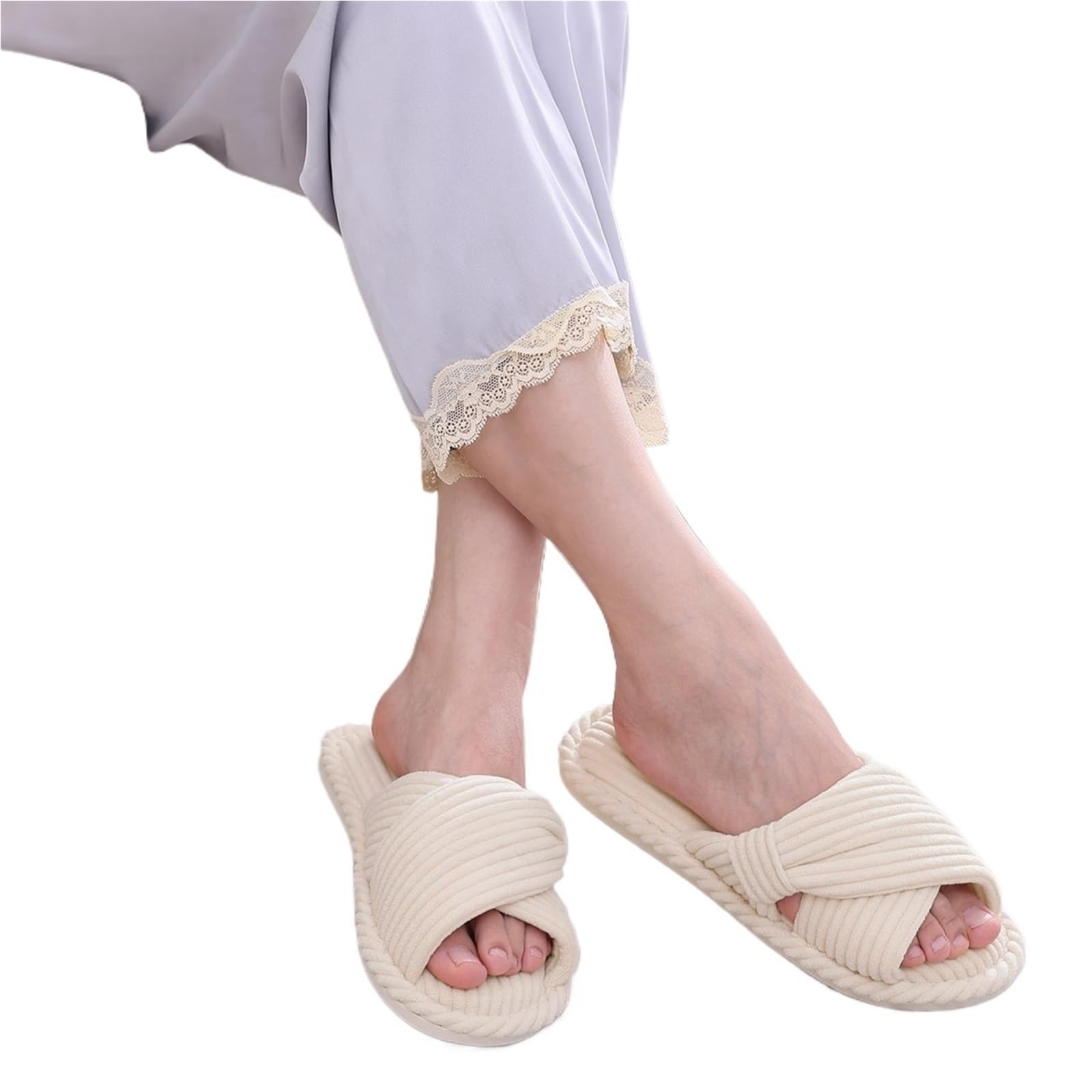 Ciabatte da donna, pantofole da casa aperte, pantofole da interno Per la Camera da Letto(Grey,250)