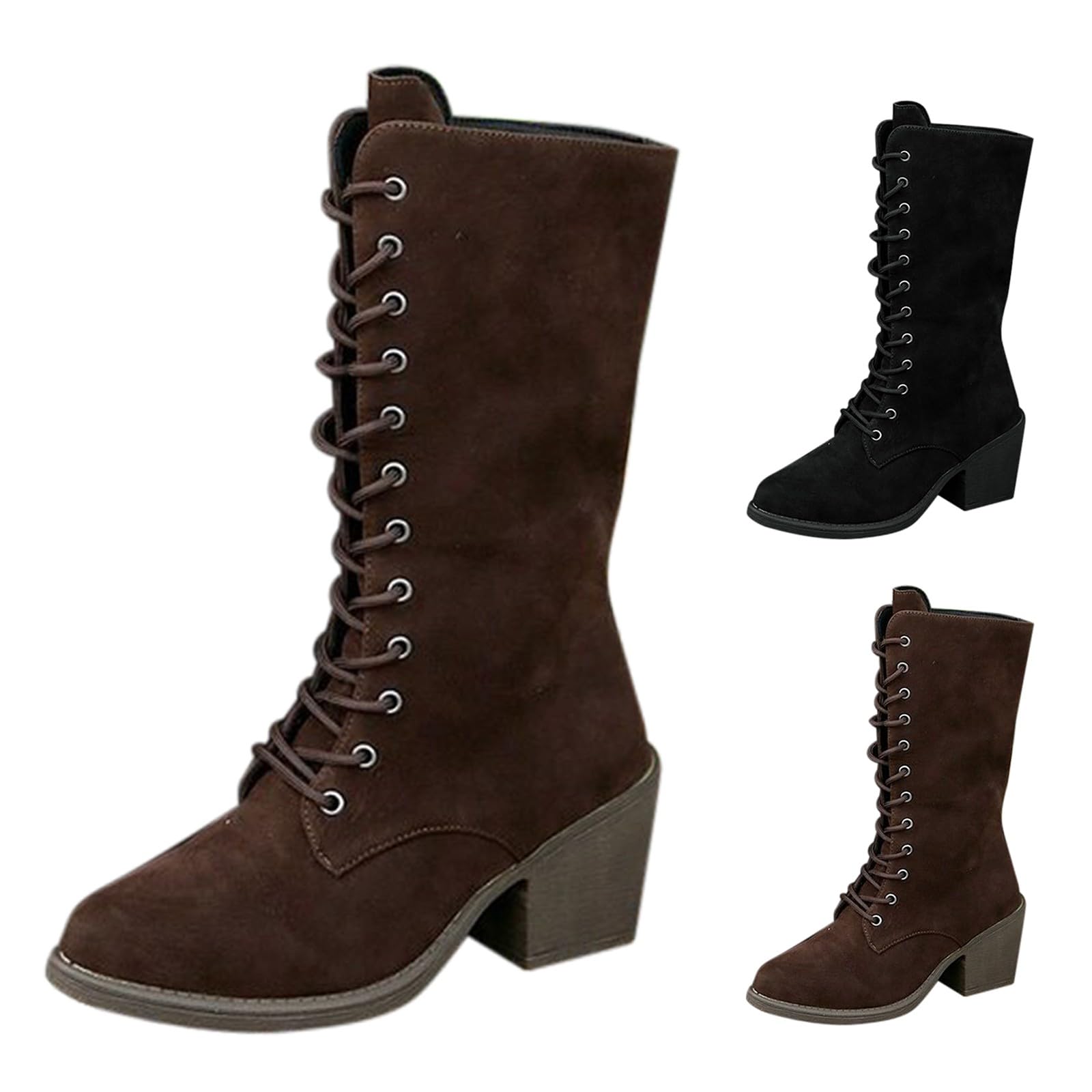 Genérico Botines Mujer Vestir Cordones Plataforma Botas Puntera Redonda Elegantes Zapatos Comodas Ligeros Caminar Bota Casuales Antideslizantes Botin para Otoño Invierno Trabajo Paseo y Uso Diario