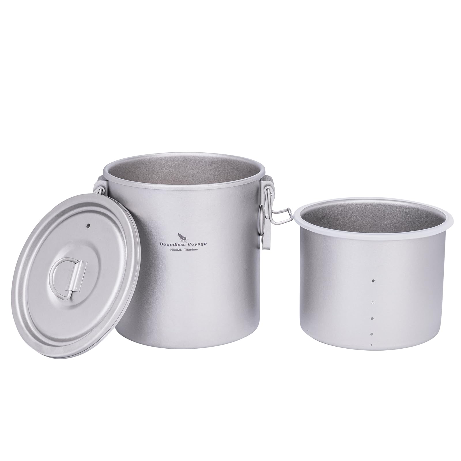 Boundless Voyage Titan Reiskocher Camping Kochtopf Ultraleicht Camping Kochgeschirr Set für Küche, Wandern, Picknick, Reisen Ti-2093 (Ti-2093-Silber)