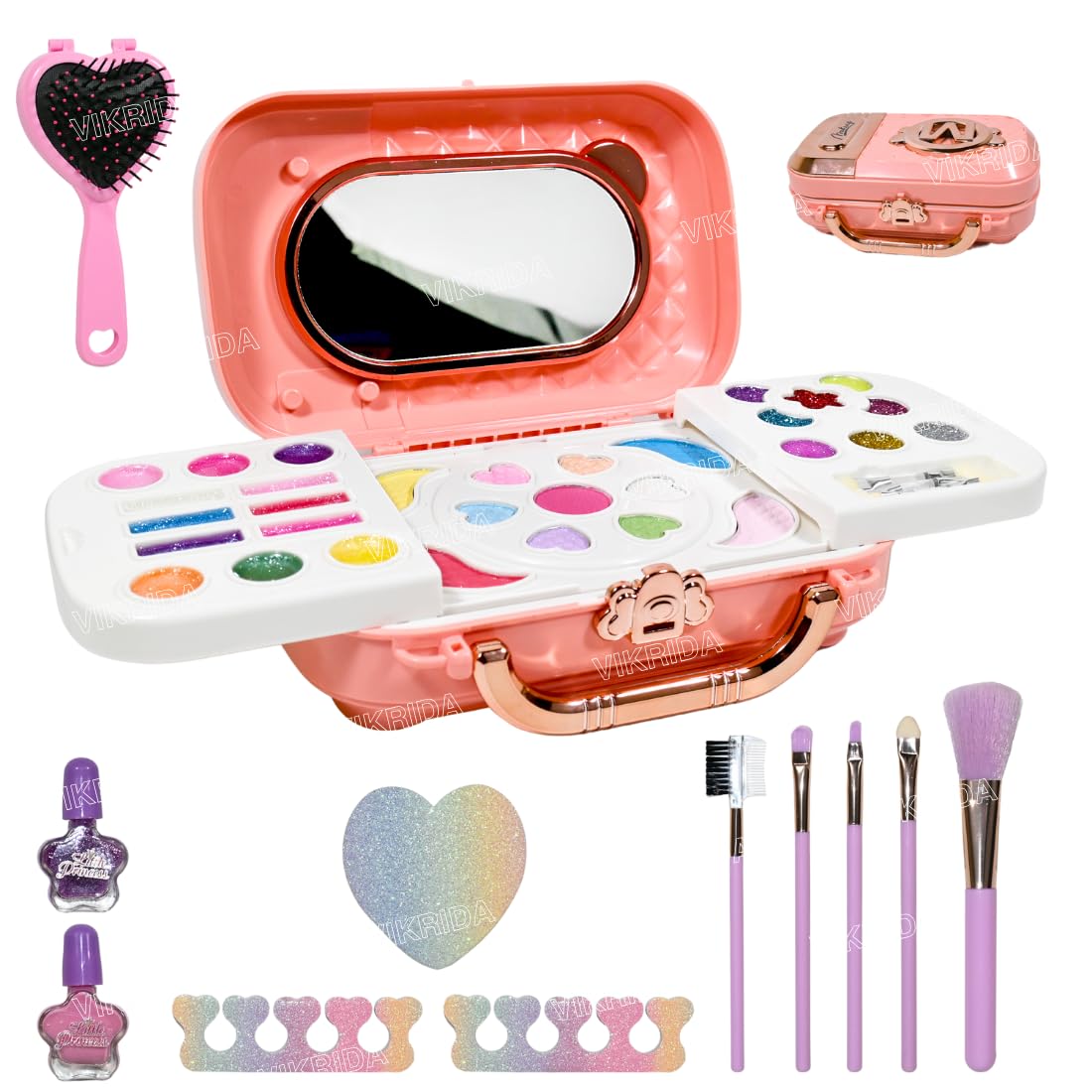 VikriDA Beauty Set Gift Toys for Girls Makeup Kit Attechi Set Washable Make up for Kids Princess Cosmetic Real Beauty Set Role Play (Pink) (B0D4ZJRXY4) Amazon Price History, Amazon Price Tracker