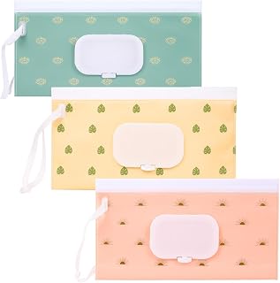 아기 물티슈 디스펜서, 3팩 휴대용 리필 가능한 물티슈 홀더, 재사용 가능한 여행용 물티슈 파우치, 기저귀용 방수 및 방진 물티슈 케이스