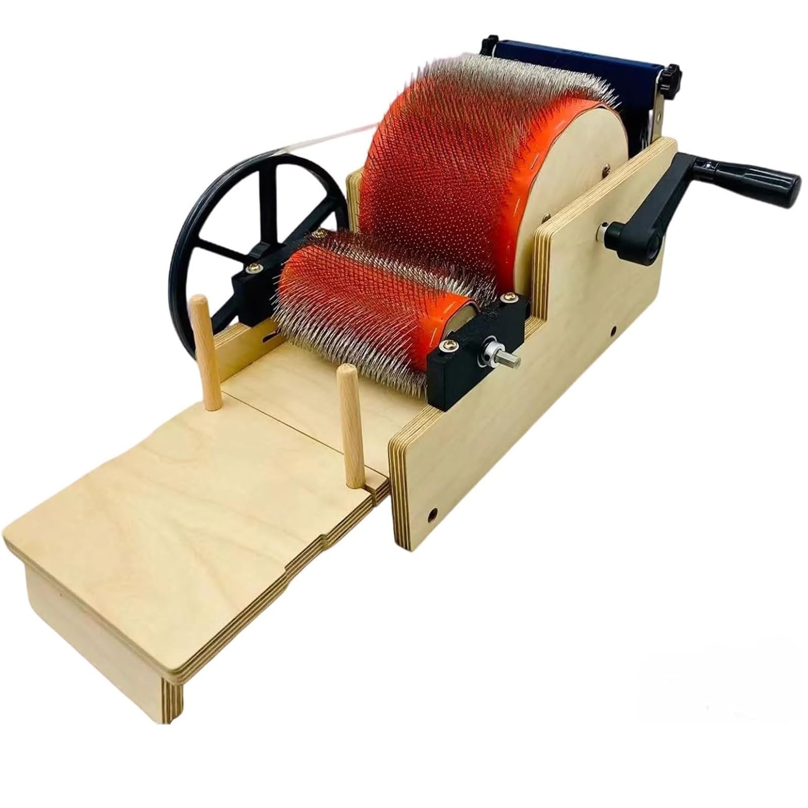 JYBNBBE Manual Wool Carding Machine, Hand Crank Drum Carder Fiber Blending Tool for Spinning, Felt Making, Dye Mixing (12cm)