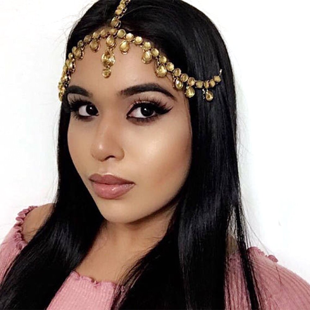 Glamorous Gold Head Chain Matha Patti Grecian Goddess Bridal Bride Wedding Prom Bohemian Boho Glamour Bollywood Hair Jewelry