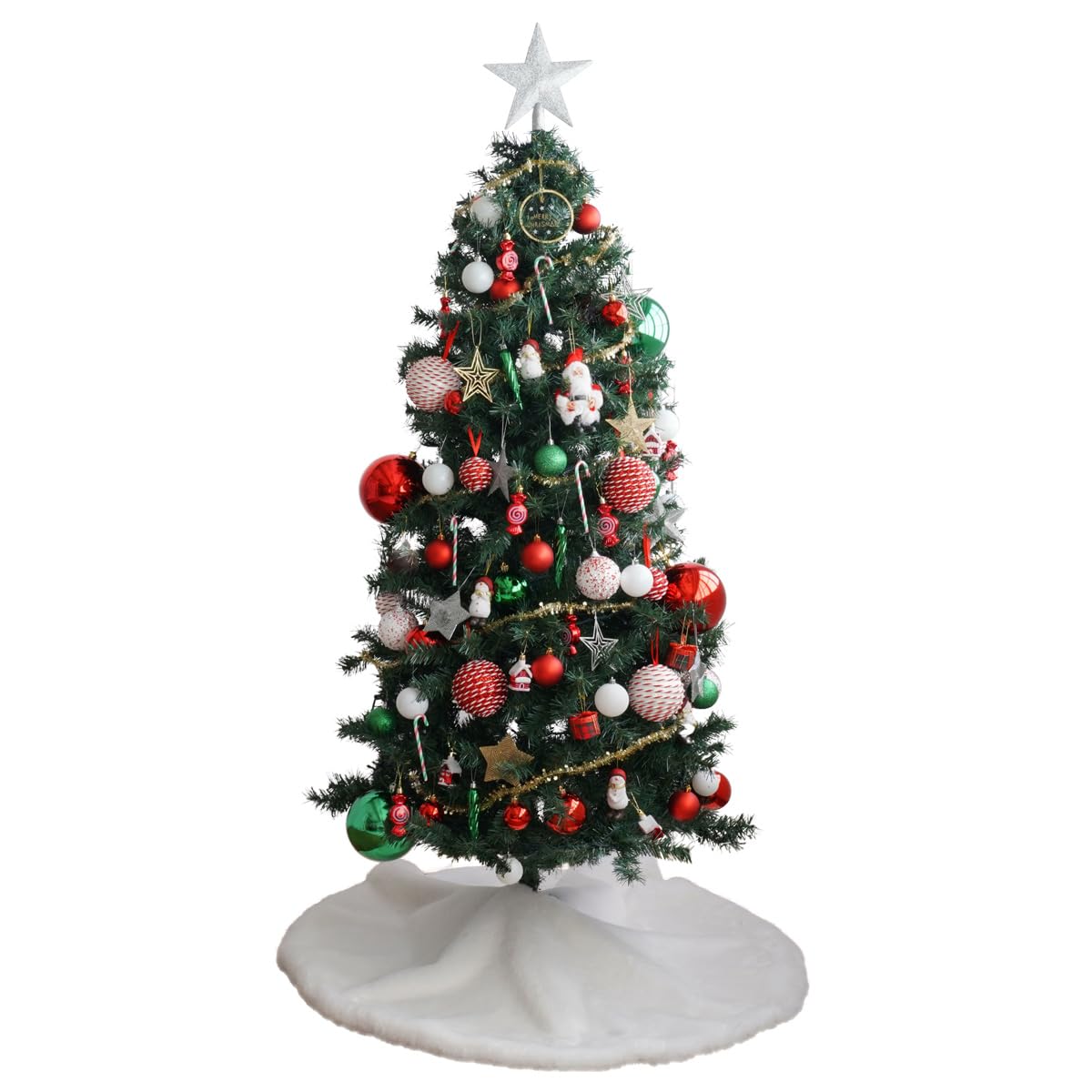 クリスマスツリー 赤と白の装飾付き クリスマスツリー 赤と白の装飾付き クリスマスツリー 赤と白の装飾付き