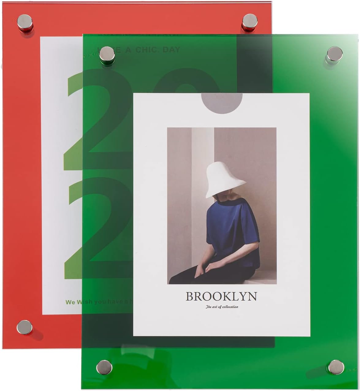 AilelanPicture Frame, 4x6 Red and Green Acrylic Photo Frame Photo Size Decorative Poster Frame Desktop Tabletop Display(2 Pack)
