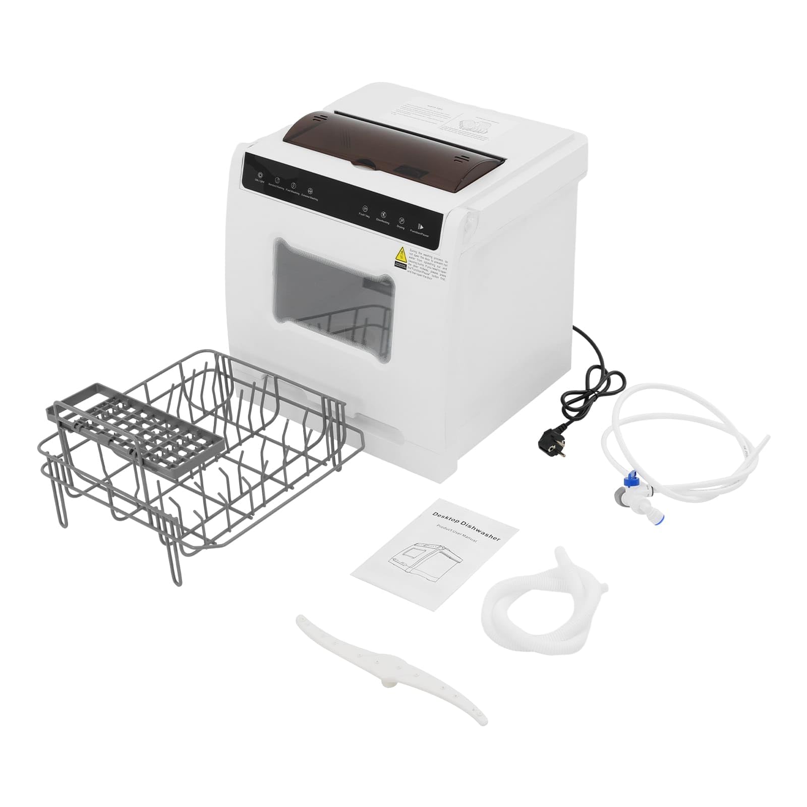 Mini Lavastoviglie da Tavolo, 5 programmi (Standard/Veloce/Intensivo/Frutta/Disinfezione), 4-6 Persone, Design Compatto 46x41x46cm, Per Piccole Case, Appartamenti