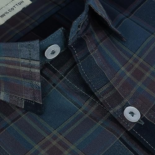 Image of GHPC 100% Cotton Checkered Half Sleeves Regular Fit Formal Shirt for Men