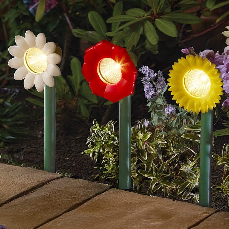 Direct Florist Supplies - Outdoor Garden Solar Lights - Various Styles Available - Lighting Garden Pathway Flowerbeds Solar (26cm Flower Bloom Stake Solar Light (Red Poppy))