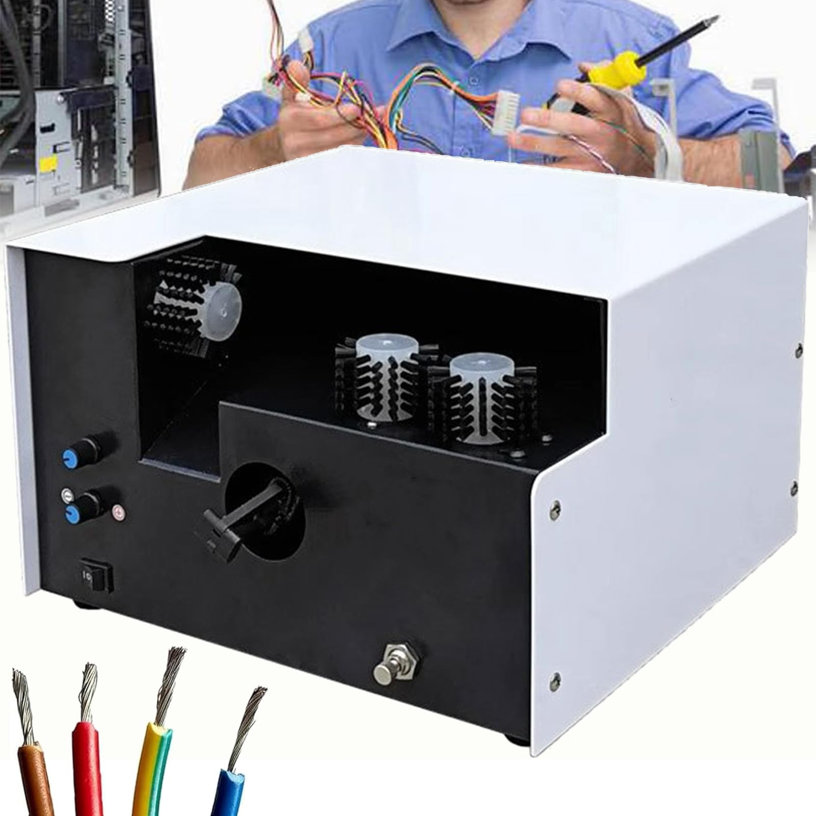 BITYCOW High-Speed Single Station Cable Twister, Fully Automatic Elastic Clamp Structure, Professional Shield Braid Processing Device for Daily Wire Processing