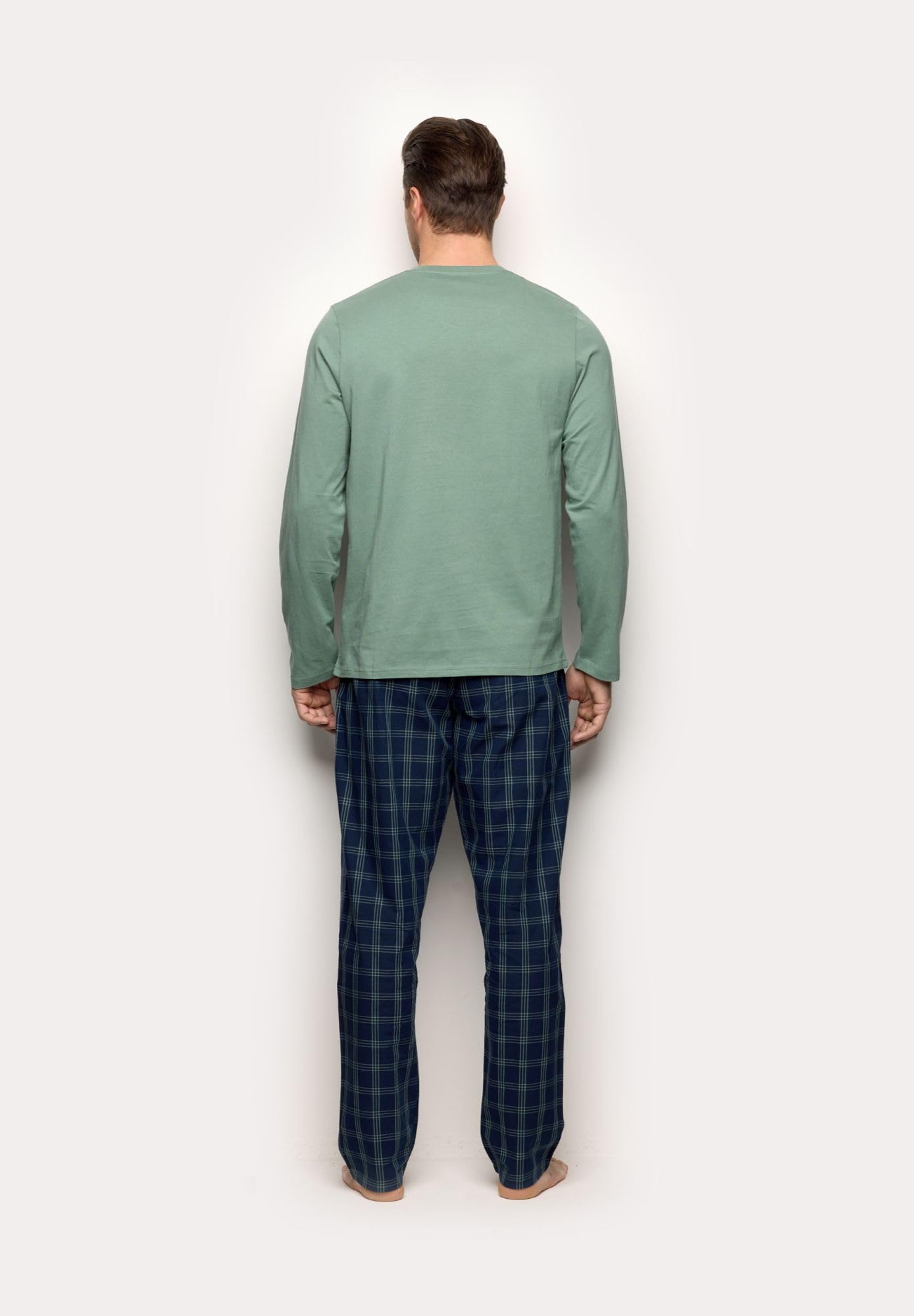 YAMAMAY, Pigiama Lungo Girocollo con Bottoni, Daily Pajamas II, Uomo