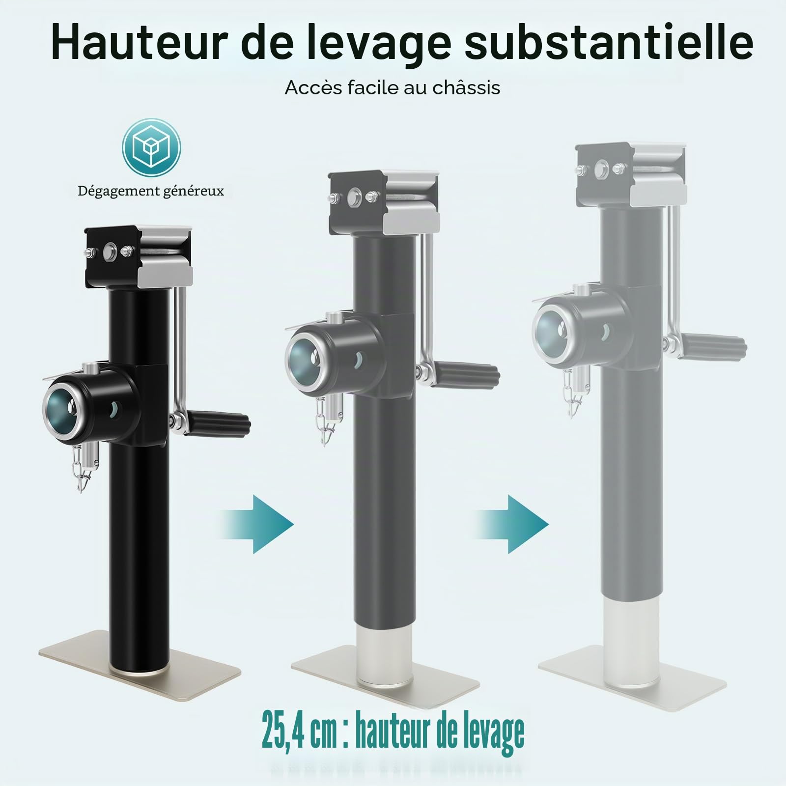 2 pièces Support de remorque, support de remorque extensible, supports de stationnement, capacité de charge 907 kg, 45-71 cm réglable, support pour pelle, pied de support pour caravane