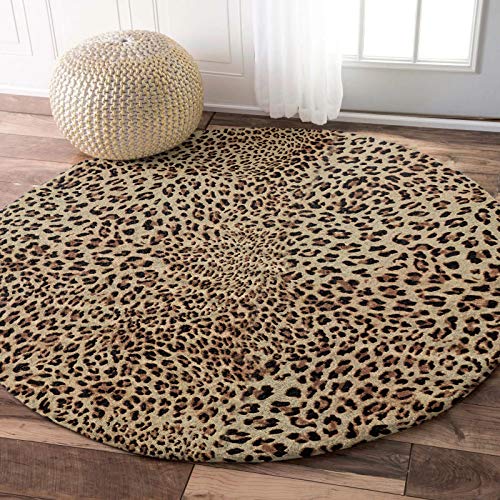 Soft Shag Round Area Rug Wildlife Leopard Fluffy Circle Floor Carpet Rugs Sexy Polka Dot Animals Skin Texture Shaggy Plush Circular Mat For Bedroom/Living Room/Nursery #TOP4