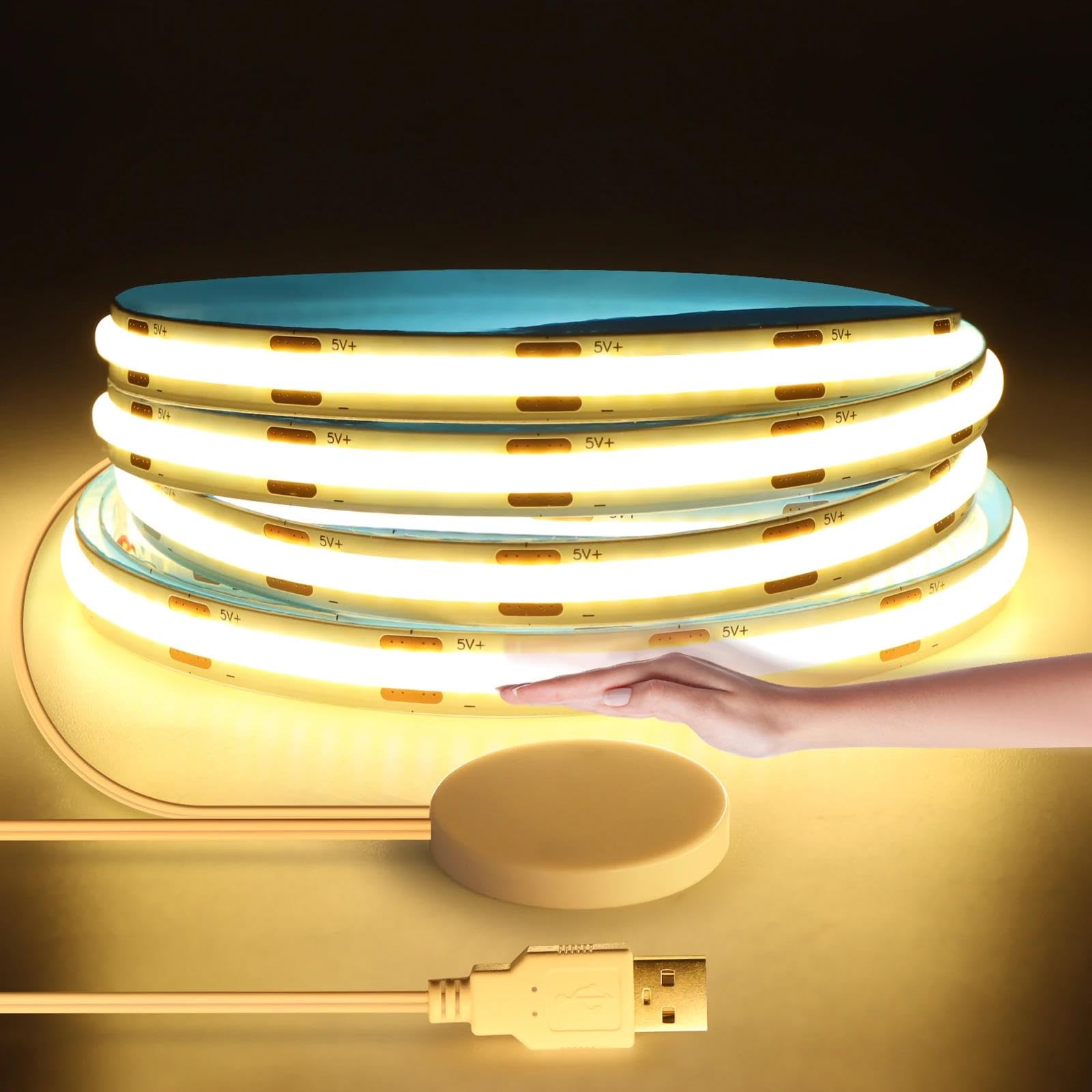 dotykowy i ręczny wyłącznik ściemniacza 5v usb cob taśma led 1/2/3/5m z możliwością przyciemniania do wystroju szafki podświetlenie oświetlenie kuchni,A,3M