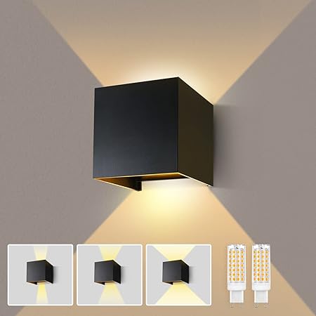 TLGREEN Applique Murale, 9W Lampe Murale En Plâtre, Carré