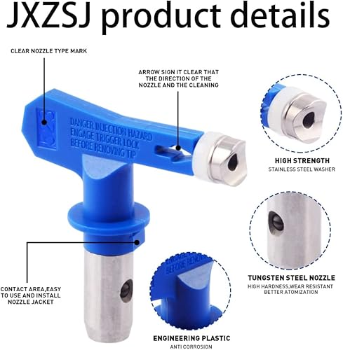Miniatura 4 de JXZSJ Juego de boquillas de pistola de pintura sin aire. Puntas de pulverización para pulverizador sin aire, puntas de boquilla de pulverización