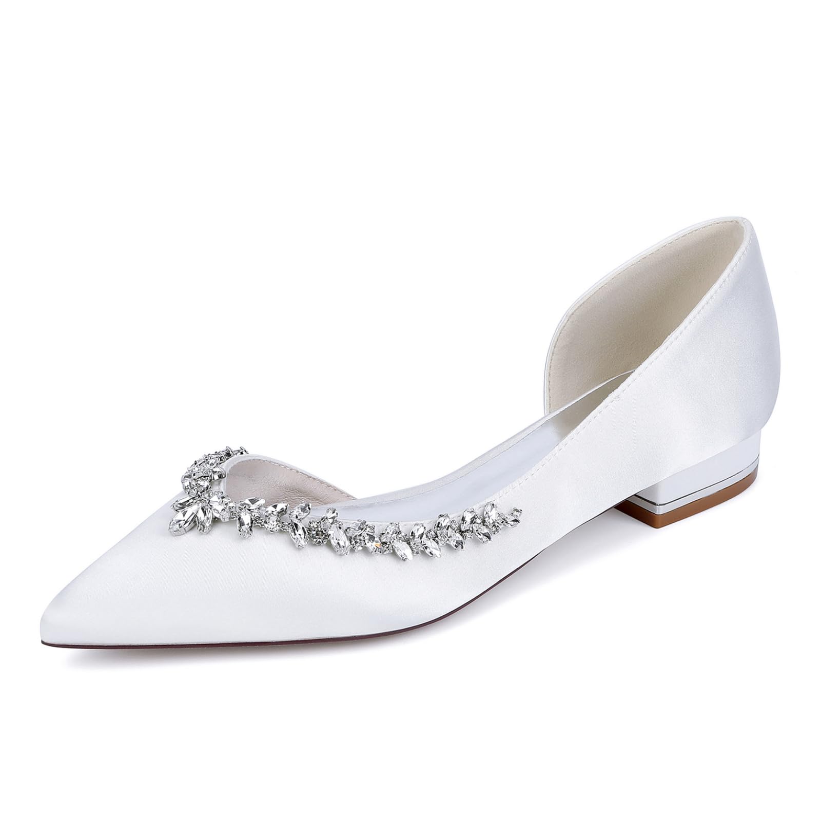 Scarpe da Sposa comode con Tacco Basso, Scarpe da Sposa Chiuse con Strass Scintillanti in Raso, per Matrimoni, fidanzamenti, Feste - Colori Multipli