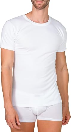 MaRe Premium Quality 100% Brushed Cotton/Fleece Mens T-Shirt. Proudly Made in Italy. 4 Medium, Bianco