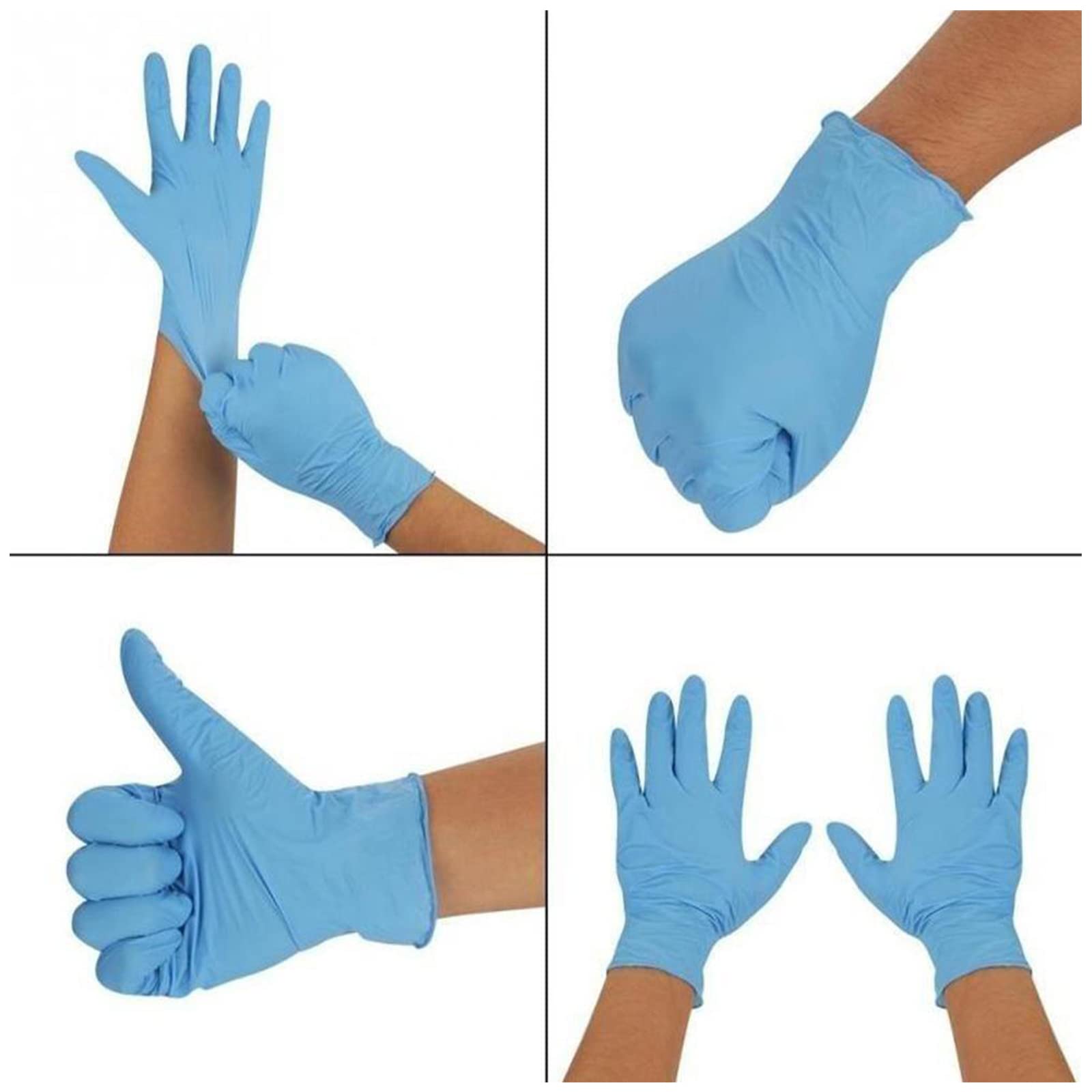 Guanti Monouso In Nitrile, Senza Polvere, Colore Blu - 100 Pz