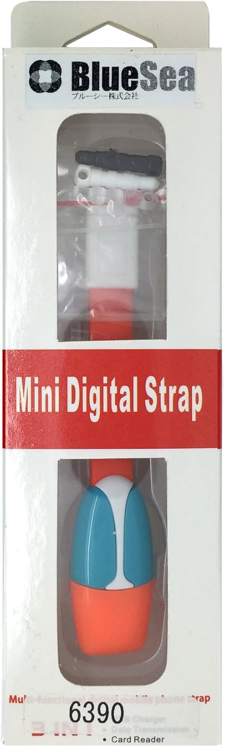 [BlueSea] Mini Digital Strap Micro SD (HC) Card Reader Built-in in1 Micro USB Cable [with 3 Straps & iyahonzyakkukyappu] 16 mds6390