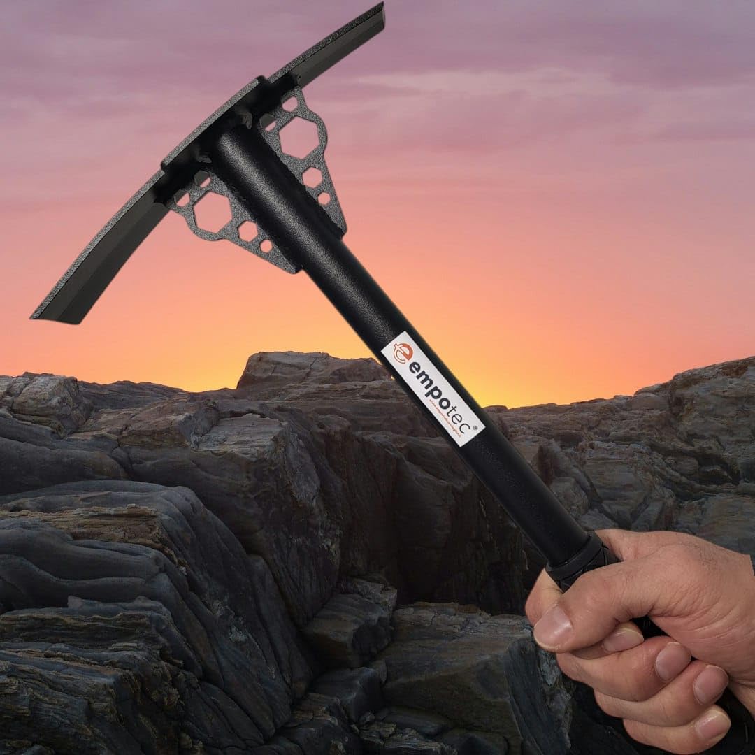 Piccozza da Scavo Empotec in Acciaio Zappa Piccone Martellina Pala Metal Detector Campi Pietre Campeggio Giardino Leggero Robusto Resistente Terreno Spiaggia Fiumi Impugnatura Gomma Ottima Presa Top