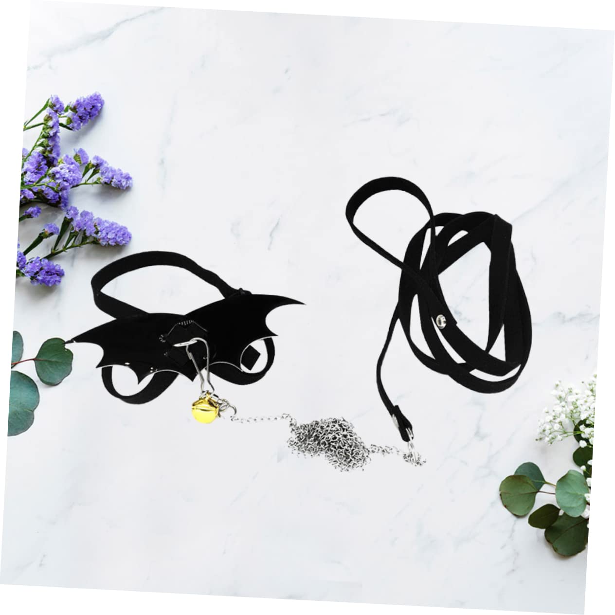 Mikikit Adjustable Turtle Harness with Wing Design Durable Bite Rope for Reptiles for Outdoor Walks and Training Black