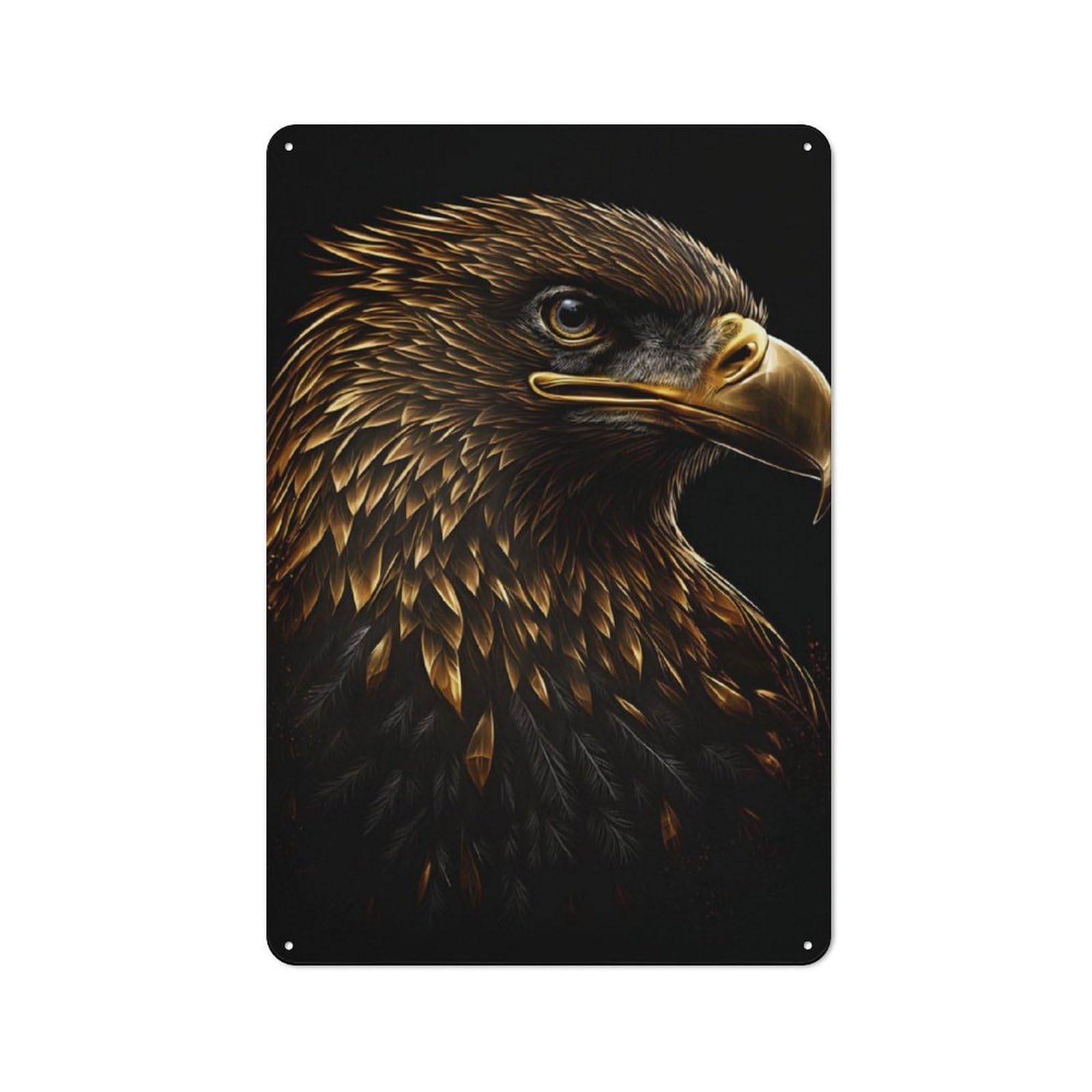 Junmoney Eagle Black Gold For Lounge Or Reading Corner, Retro Metal Sign 30X20cm, For Metal Sign Collectors, For Garage And Workshop Walls