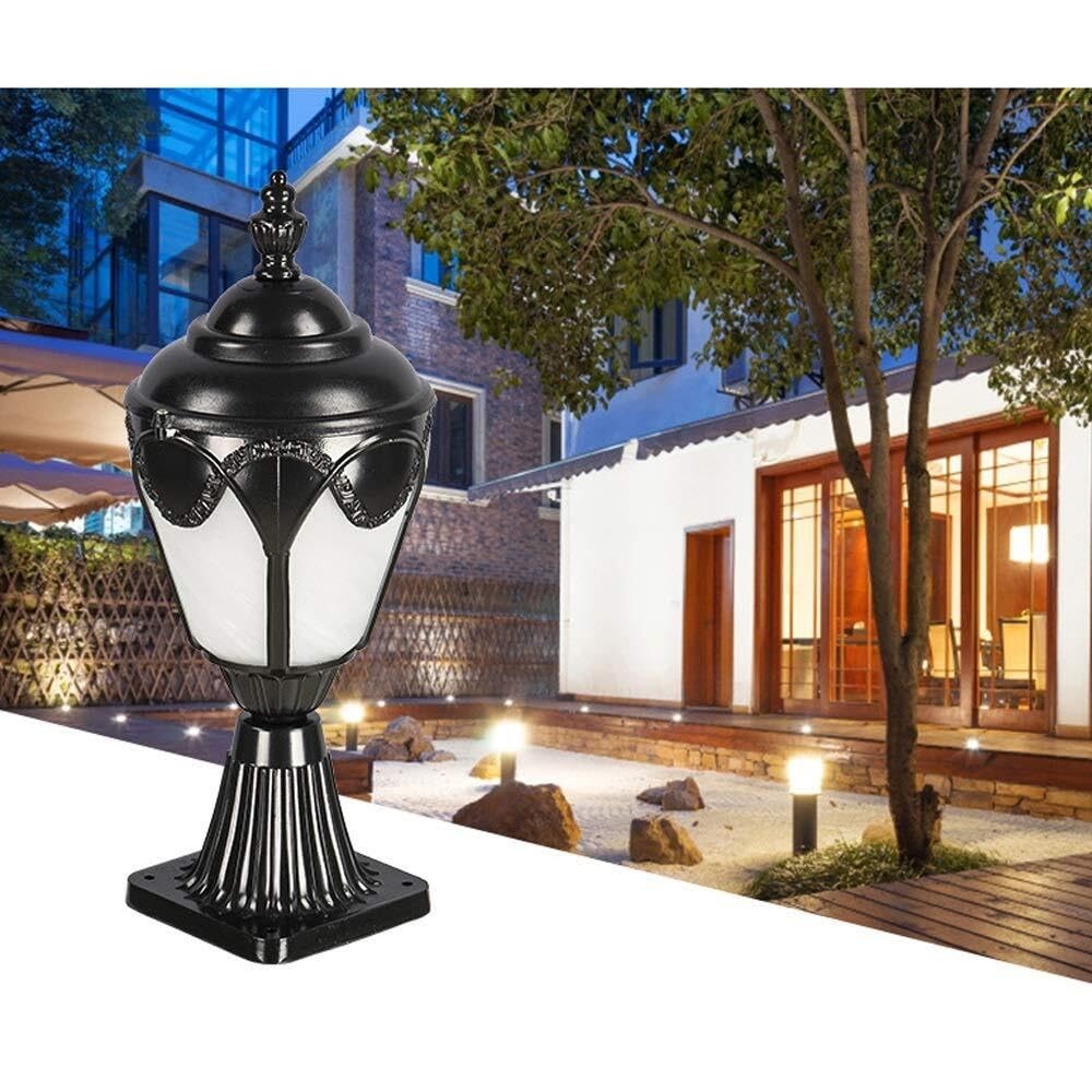 Lampa Słupki Wodoodporna Kolumna Oświetleniowa Aluminiowa Zewnętrzna Lampa Słupowa Do Drzwi Willi Szkło Oświetlenie Krajobrazu Ogrodowe E27 Metal Zewnątrz i Drogę