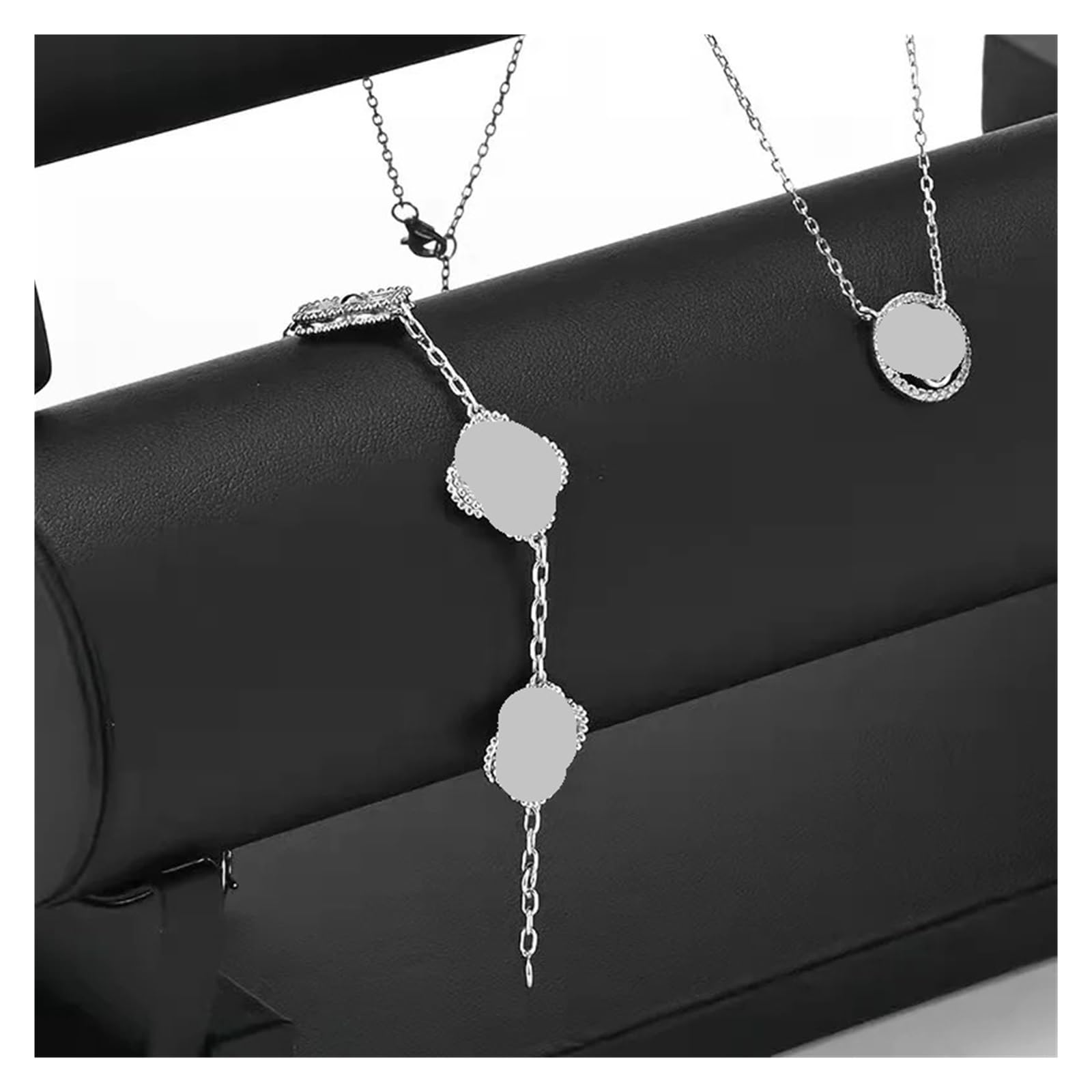 Uhren Präsentationsständer Leder drei Schichten Schmuck Organizer Display Stand Uhr Armband Halskette Hard Holder(White PU Leather)