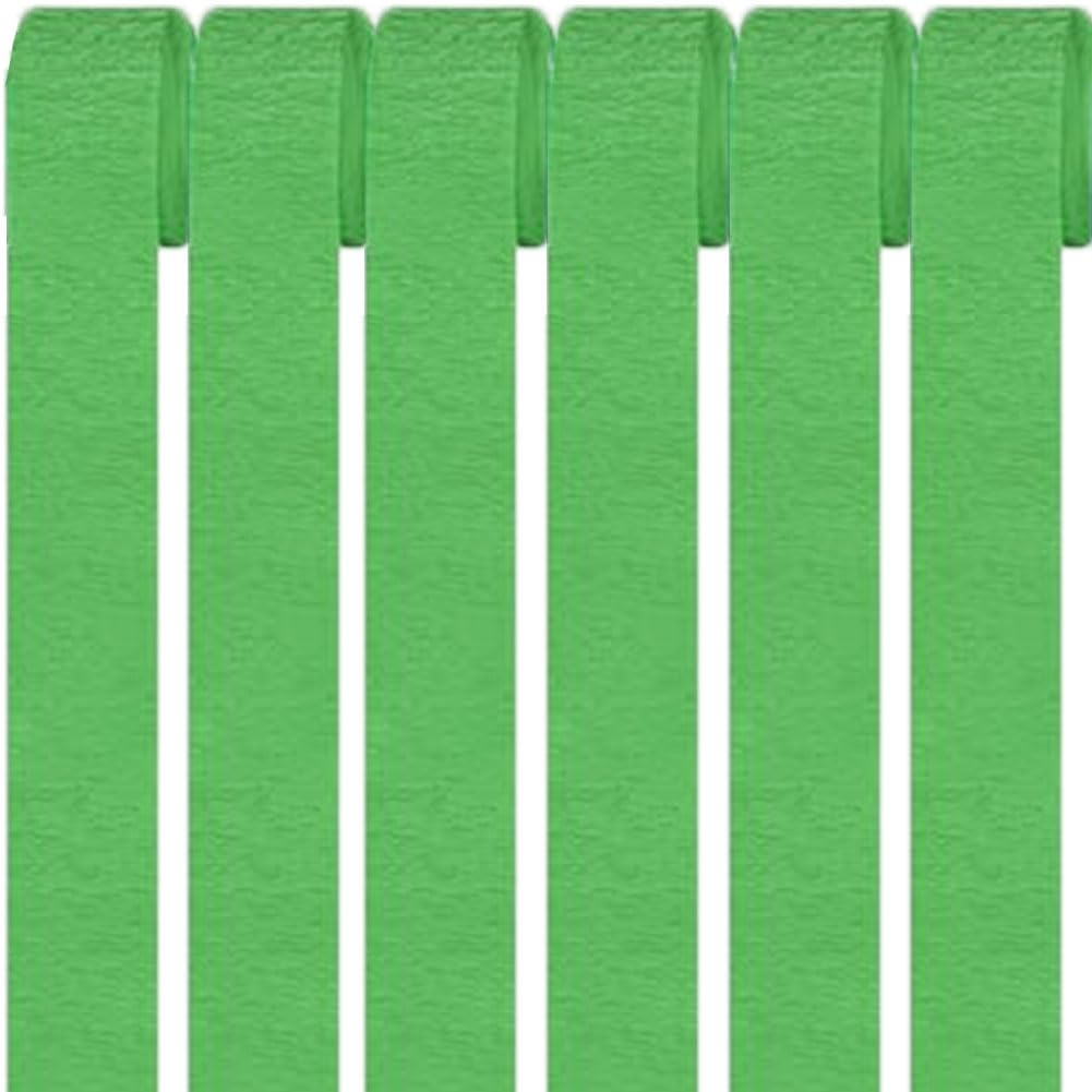 6 Rolls Crepe Paper Streamers, Green Crepe Paper Roll Streamer, 4.5cm*25m Paper Craft Crepe, Background Snakes Paper for Birthday, Party Decorations, Wedding Decorations (1.8 Inch x 82 Ft/Roll)