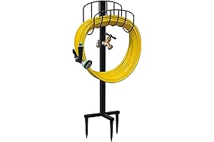 Freestanding Garden Hose Holder Stake with Brass Faucet