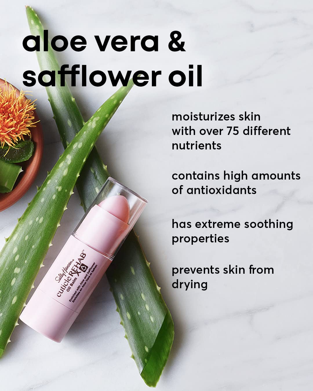 Sally Hansen, Cuticle Rehab Oil Balm, Olio Solido Multiuso Idratante Per Cuticole Secche, Formato Stick con Aloe e Vitamina E - 5.8ml