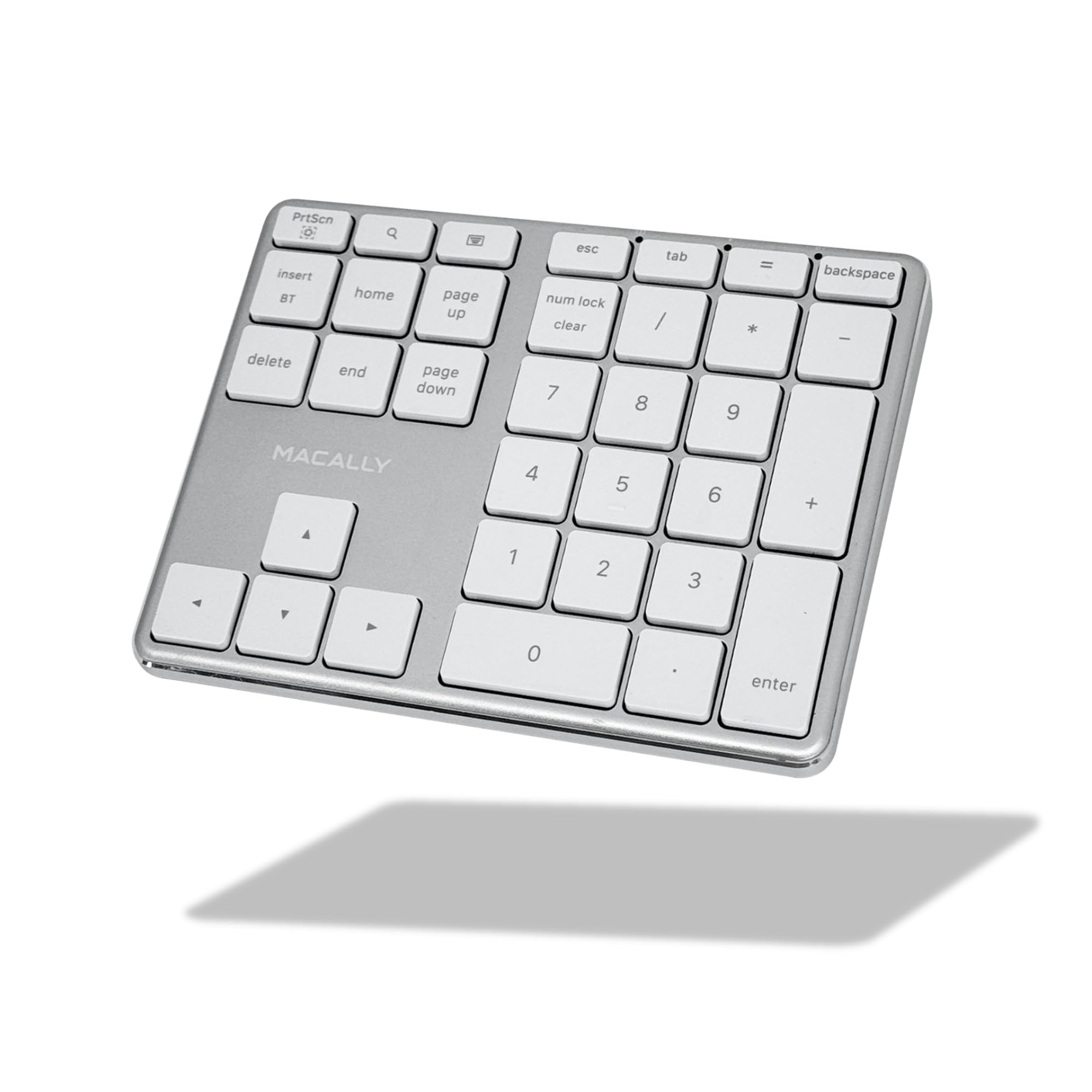 Macally Bluetooth Number Pad for Laptop - Rechargeable Wireless Numeric Keypad - Slim 35 Key Wireless Number Pad for Data Entry, 10 Key Numpad Compatible with Mac, MacBook, iPad, PC Desktop, Windows