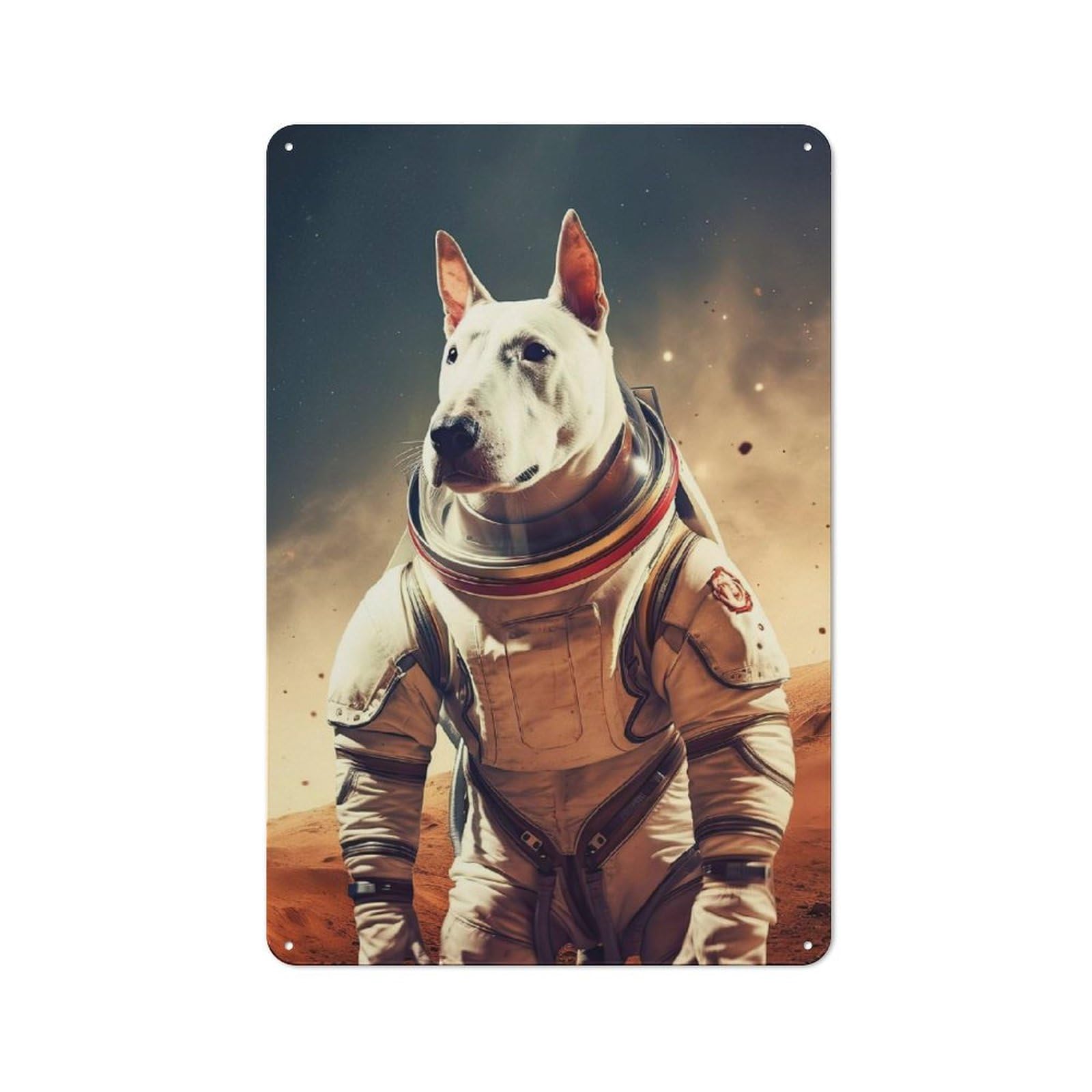 Junmoney Style-23 English Bull Terrier Mars Rustic Metal Sign 30X20cm For Café Or Restaurant, Suited To Café Owners And Decorators