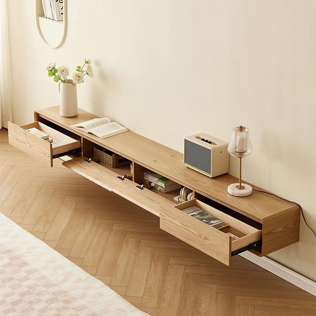 62,9-94,4 Zoll Wandregale Schwebender TV-Schrank Wand-TV-Einheit TV-Schrank TV Holz/Braun/Weiß/Schwarz, Entertainment-Media-Konsolen-Center, Häufig In Wohn- Und Schlafzimmern ,Black-a-240*30*23cm