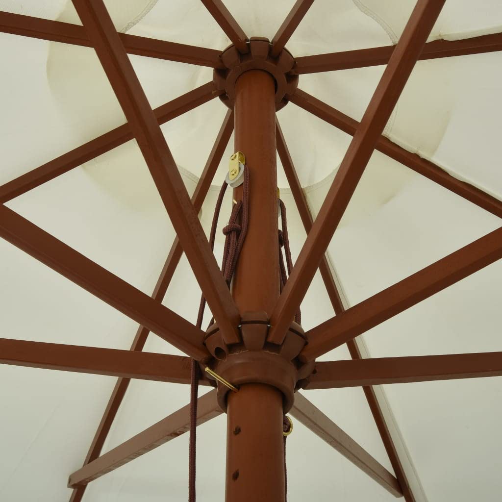 Ombrellone da giardino da 330 cm, con palo in legno e doppio cavo per bottiglia, grande ombrellone da terrazza in poliestere, per giardino, terrazza e mercato
