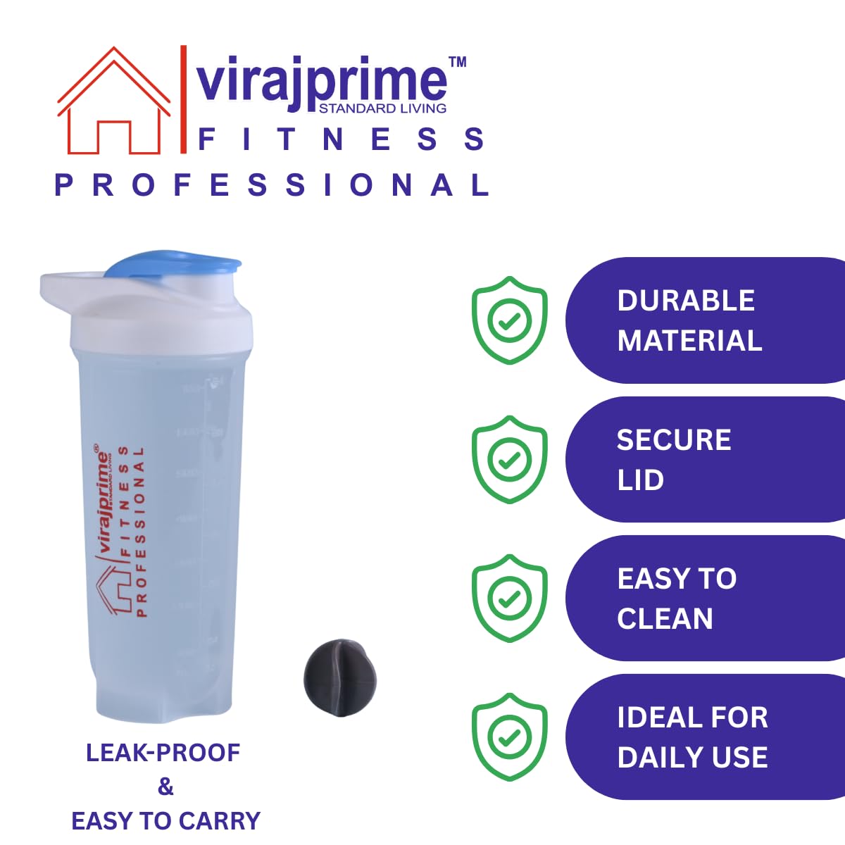 Viraj Prime shaker for gym leakproof gym shaker bottle ideal for Protein, Pre Workout, Bcaas sports bottle Workout water sipper for men 3