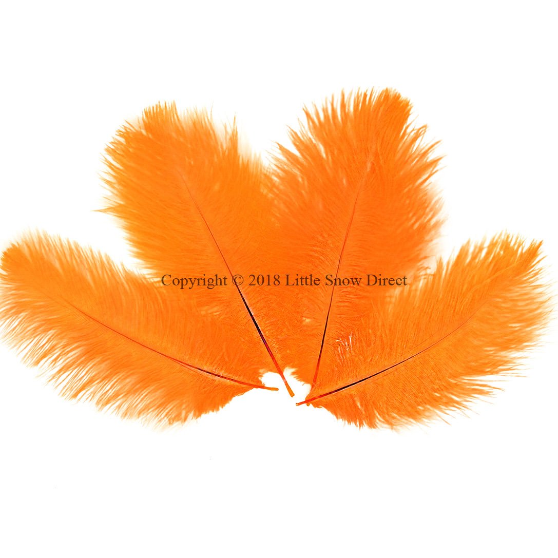 Little Snow Direct 10PCS Ostrich Feathers Plumes Fluffy 6-8 Inches Long - Orange
