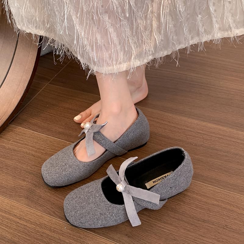 Women's Fashionable Bowknot Design Suede Flat Shoes, Casual Comfy Comfort Comfortable Round Toe Cute Shoes for Daily Wear, Ballet, Lightweight Breathable for All Seasons4